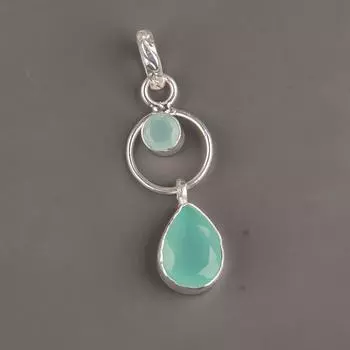 Aqua Chalcedony Gemstone 925 Sterling Silver Boho Jewelry Handmade Pendant 1.80 PP-10-16