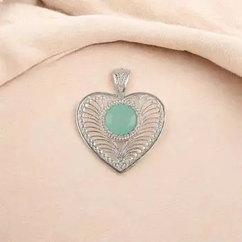 Aqua Chalcedony Gemstone 925 Sterling Silver Jewelry Handmade Women Pendant1.4 CP-15-15