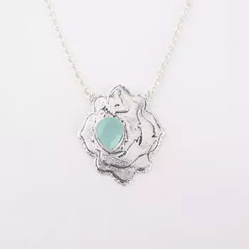 Aqua Chalcedony Gemstone 925 Sterling Silver Jewelry Chain Pendant 1.29 For Her CP-32-18