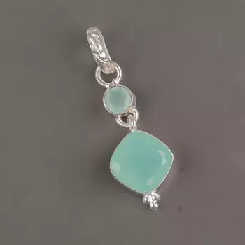Aqua Chalcedony Gemstone 925 Sterling Silver Jewelry Handcrafted Pendant 1.60 PP-9-14