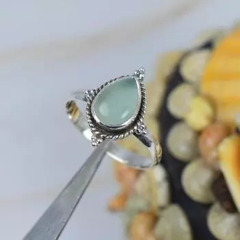 Aqua Chalcedony Gemstone Ring, Bohemian Ring, handmade Ring, 925 Sterling Silver, Gift For her, Statement Ring 6