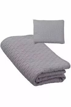 Aqua Детское одеяло, пеленка, серое, 85 x 130 см, мофуа, хлопок, узор «ОБЛАКА», матовое, впитывающее воду, пеленальный коврик, в комплекте с мешочком для хранения серый