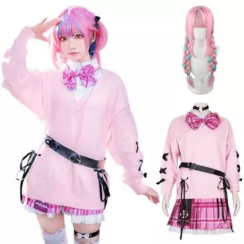 Aqua Minato Косплей с Vtuber Косплей Взрослые Культурные Сценические Одежды Минато с [Kamizu Ryohin] Парик, Костюм, Костюм, Фестиваль, Событие, Униформа,