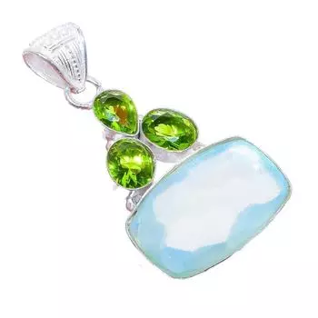 Aqua Mystic Topaz, Peridot Gemstone 925 Sterling Silver Jewelry Pendant 2.1 AH-3284 2.17 белый