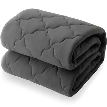 AQUA Summer Bed Cool to the Cotton Charcoal 20820268 Pad, Touch, Q-MAX 0.53 [100% Pile/Cool], Reversible, Semi-Double, Gray,