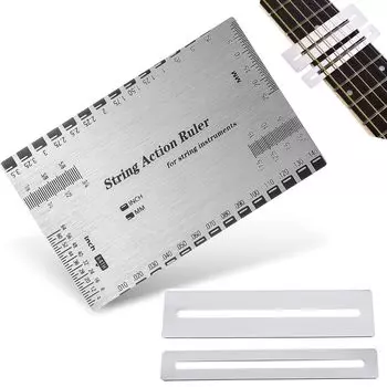 Aquafix Измеритель высоты струн Инструмент для измерения гитары Линейка высоты струн Линейка экшена струн Регулировка расстояния между струнами Защита грифа
