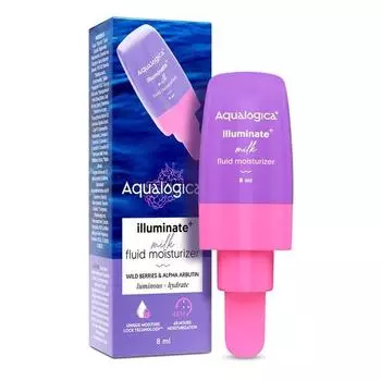 Aqualogica Illuminate + Milk Fluid Moisturizer - 8 мл | Легкая текстура, похожая на молоко | Выравнивает тон кожи | Глубокое увлажнение на 48 часов