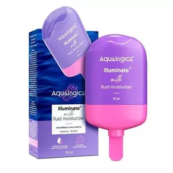 Aqualogica Illuminate + Milk Fluid Увлажняющий лосьон - 70 мл | Легкая текстура, похожая на молоко | Выравнивает тон кожи | Глубокое увлажнение на 48 часов