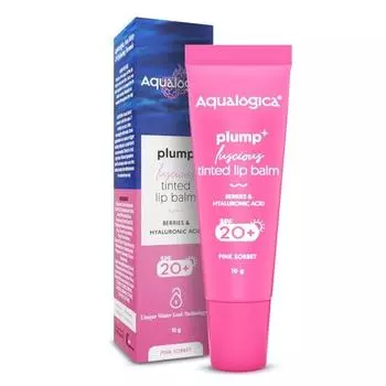 Aqualogica Pink Sorbet Plump+ Luscious Легкий тонированный бальзам для губ для женщин и мужчин - Маска для губ с SPF 20+ с ягодами - 10 г