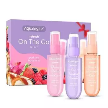 Aqualogica Refresh+ On the Go Set of 3 Perfume Body Mist, 3x20 мл для женщин|Парфюмерный набор для женщин|Подарочный наборITravel Теплый, сладкий и цветочный аромат