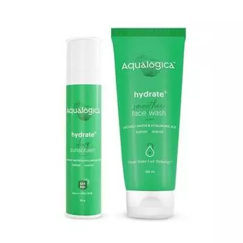 Aqualogica Увлажняющий и освежающий дуэт для кожи (Средство для умывания лица - 100 г + Солнцезащитный крем - 50 г)