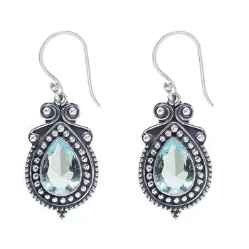 Aquamarine 925 Sterling Silver Earring V7421, Aqua Blue Earring, Pear Earring, Valentin s Day Gift, Gift For Her, Birthday Gift, Handmade Jewelry, Sil