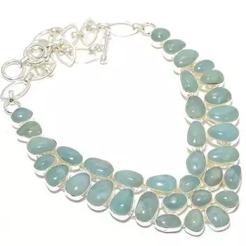 Aquamarine Gemstone Handmade 925 Silver Jewelry Necklace 18 JCN398-29