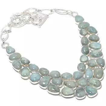 Аквамарин драгоценный камень ювелирное изделие ручной работы 925 серебряное ожерелье 18 дюймов JCN484-228