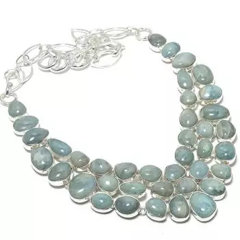 Aquamarine Gemstone Handmade 925 Silver Jewelry Necklace 18 JCN484-177