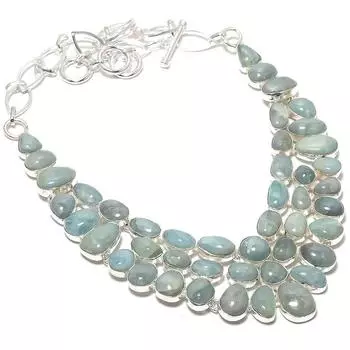 Aquamarine Gemstone Handmade 925 Silver Jewelry Necklace 18 JCN484-222