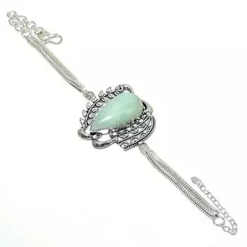 Aquamarine Gemstone Handmade 925 Sterling Silver Bracelet 7-8 s5M29