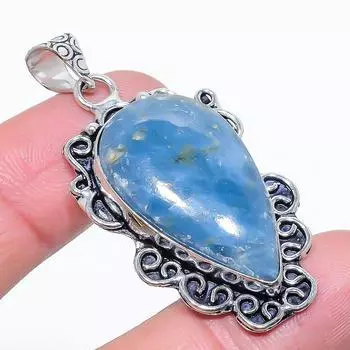 Aquamarine Gemstone Handmade 925 Sterling Silver Jewelry Pendant 2.01 j4S30