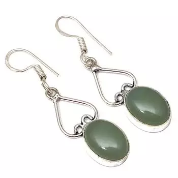 Aquamarine Gemstone Handmade Silver Jewelry Earrings 1.5