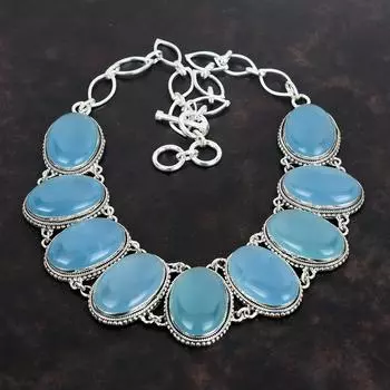 Aquamarine Gemstone Necklace 925 Sterling Silver Necklace Vintage Jewelry Adjustable Chain Necklace Handmade Amazing Jewelry Gifts For Wife