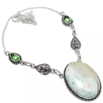 Аквамарин ручной работы драгоценный камень 925 стерлингового серебра ювелирное ожерелье 18 Y5l30 синий