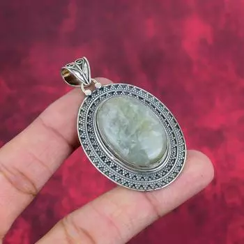 Подвеска с аквамарином, ювелирные изделия из цельного серебра 925 пробы, подвеска с драгоценными камнями, ювелирные изделия ручной работы в подарок на свадьбу 1.50 Inches синий