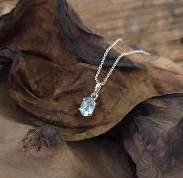 Aquamarine Pendant, 925 Sterling Silver, Handmade Pendant, Natural Aquamarine Stone, March Birthstone Pendant, Gift for All, Gift for Her... 7-9 белый