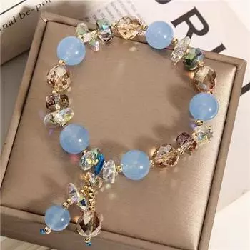 Aquamarine Simple Perfect Gift 1pc Handmade Showing Elegant Temperament Fashionable Bracelet Yellow Gemstone Bracelet Family lovers friends фиолетовый