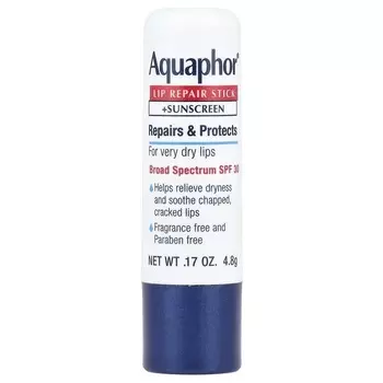 Aquaphor, Восстанавливающий карандаш для губ + Защита от УФ-излучения, SPF 30, без запаха, 4,8 г (0,17 унции)