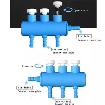 Aquarium Air Control Valve Blue Plastic 2-6 Way Fish Tank Diverter Tank Air Pump Practical Accessories