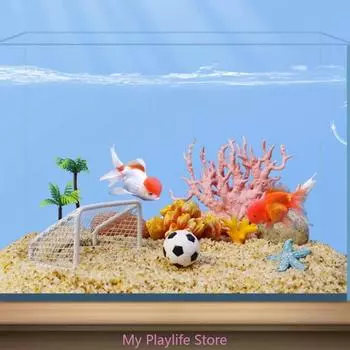 Aquarium Decorations Stainless Steel Football Goal Fish tank Landscape Shelter for Aquatic Fish Landscaping Hideaway Toy