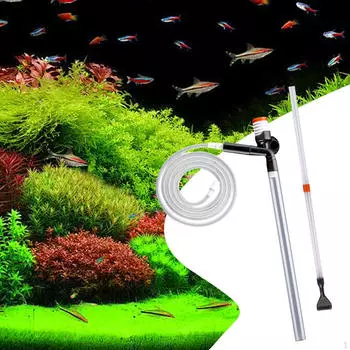 Aquarium Gravel Cleaner Tank Kit Manual Versatile with Button Long Nozzle Cleaning Tool