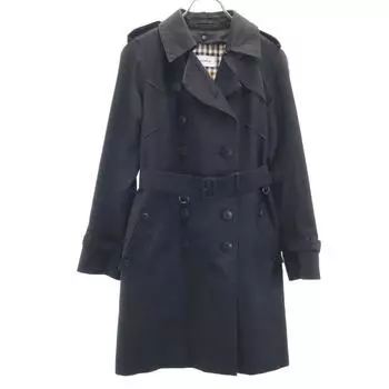 Aquascutum made in Japan trench coat black Liner with belt Women Used