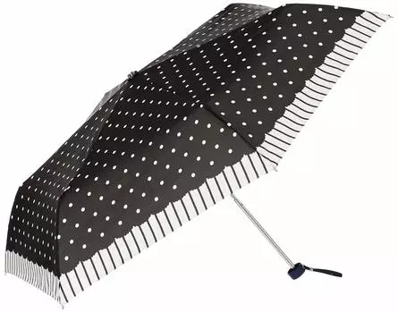 Aquashack Dot Stripe Folding 3 55cm Japan Women s Umbrella, Colors, Ribs, 10002090, Black, (-) чёрный