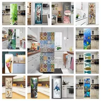 Арабская наклейка на холодильник, бамбуковый лес, обои на холодильник, виниловая дверная крышка, самоклеющаяся наклейка для пива, кухонный декор, наклейка, плакат 40x120cm(1pcs)