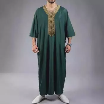 Арабский халат с кружевной отделкой посередине рукава для мужчин-мусульман L