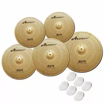 Arborea Mute Low Volume Cymbals 5 Pack Cloud Drum Mute Gel Set (14 дюймов HH+16 дюймов+18 дюймов+20 дюймов) + Одиннадцать® (Латунь)