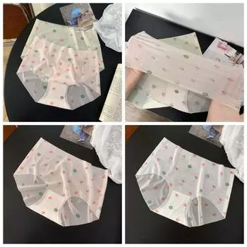 Арбуз бесшовные трусы хлопок промежность женские летние трусы трусы Ice Silk Подарки на день рождения L