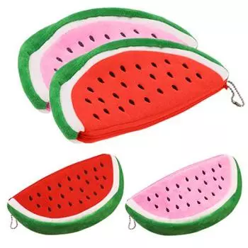 Арбуз плюшевый ключ монета кошелек косметичка косметичка телефон карандаш ручка S розовый