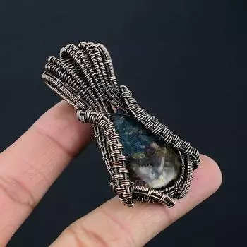 Арбуз, турмалин, драгоценный камень, медная проволока ручной работы, ювелирные изделия, прекрасный кулон для женщин 2.64 Inches разноцветный