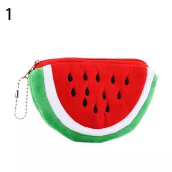 Арбузный плюшевый кошелек для монет, косметическая косметичка, сумка для телефона, карандаша и ручки 13.5cm x 8cm красный