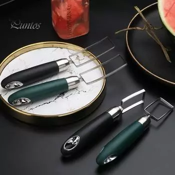 Арбузный резак из нержавеющей стали, ломтерезка, инструменты для нарезки кубиками дыни, эргономичный дизайн ручки, гаджеты для домашней кухни M чёрный