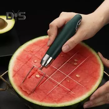 Арбузный резак из нержавеющей стали, ломтерезка, инструменты для нарезки кубиками дыни, эргономичный дизайн ручки, гаджеты для домашней кухни M чёрный