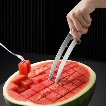 Арбузный резак, резак из нержавеющей стали, арбузный кубик, безопасные арбузные фруктовые ножи, резак для дыни для кухонного гаджета