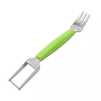 Арбузный слайсер Yousheng из нержавеющей стали 2-в-1, вилочный резак, портативный резак для фруктовых кубиков, легкий арбузный слайсер для пикников и вечеринок зелёный