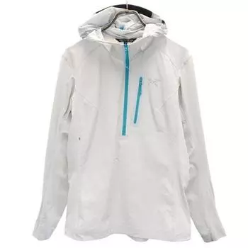 ARC TERYX Nylon Blend logo Half zip Outdoor jacket M Gray Pullover hood Women Used