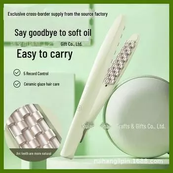 Arc Tooth Fluffy Hair Perm Pad: Плойка для завивки волос Lazy Artifact для коротких волос, для мужчин и женщин European standard round plug 220V зелёный/авокадо