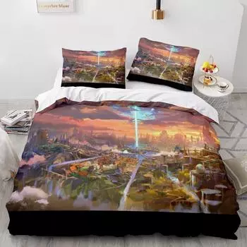 Arcane Anime Game Jinx Комплект постельного белья Комплект постельного белья Милый пододеяльник Покрывало с наволочкой Твин Одинарный Королевский размер для мальчиков Взрослых EU Single(135x200cm)