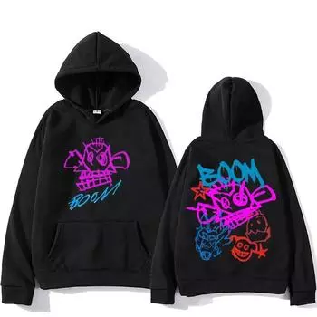 Arcane Jinx Cartoon Hooded Long Sleeve Harajuku Kawaii Fashion Sweatshirt Graphic Printing Vintage Clothing Cute Hoodies & Hoodies Men s S чёрный