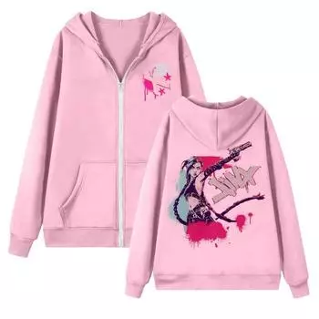 Arcane-Jinx Графический толстовка с капюшоном на молнии для женщин Хип-хоп мода толстовка с капюшоном на молнии свободный свитер с капюшоном уличная одежда топы спортивные костюмы для женщин S чёрный